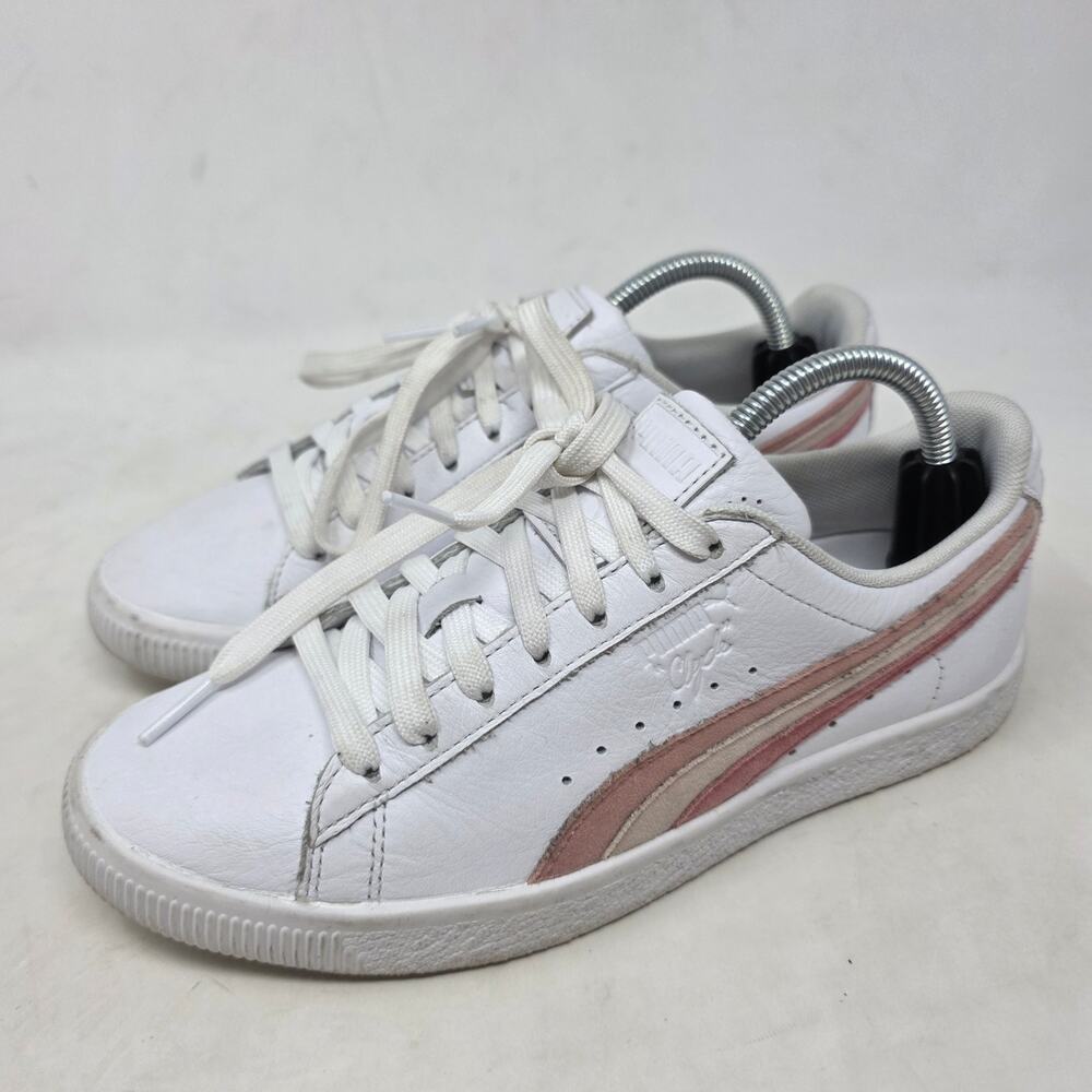 Puma Smash V2 White Pink Sneakers Womens Size 7.5 Casual Shoes